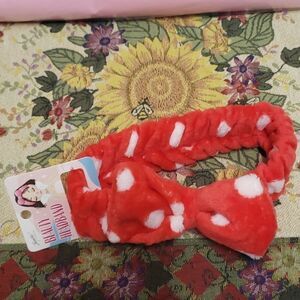 Red & White polkadot bow softy headband NWT HIT BUY NOW ITEM